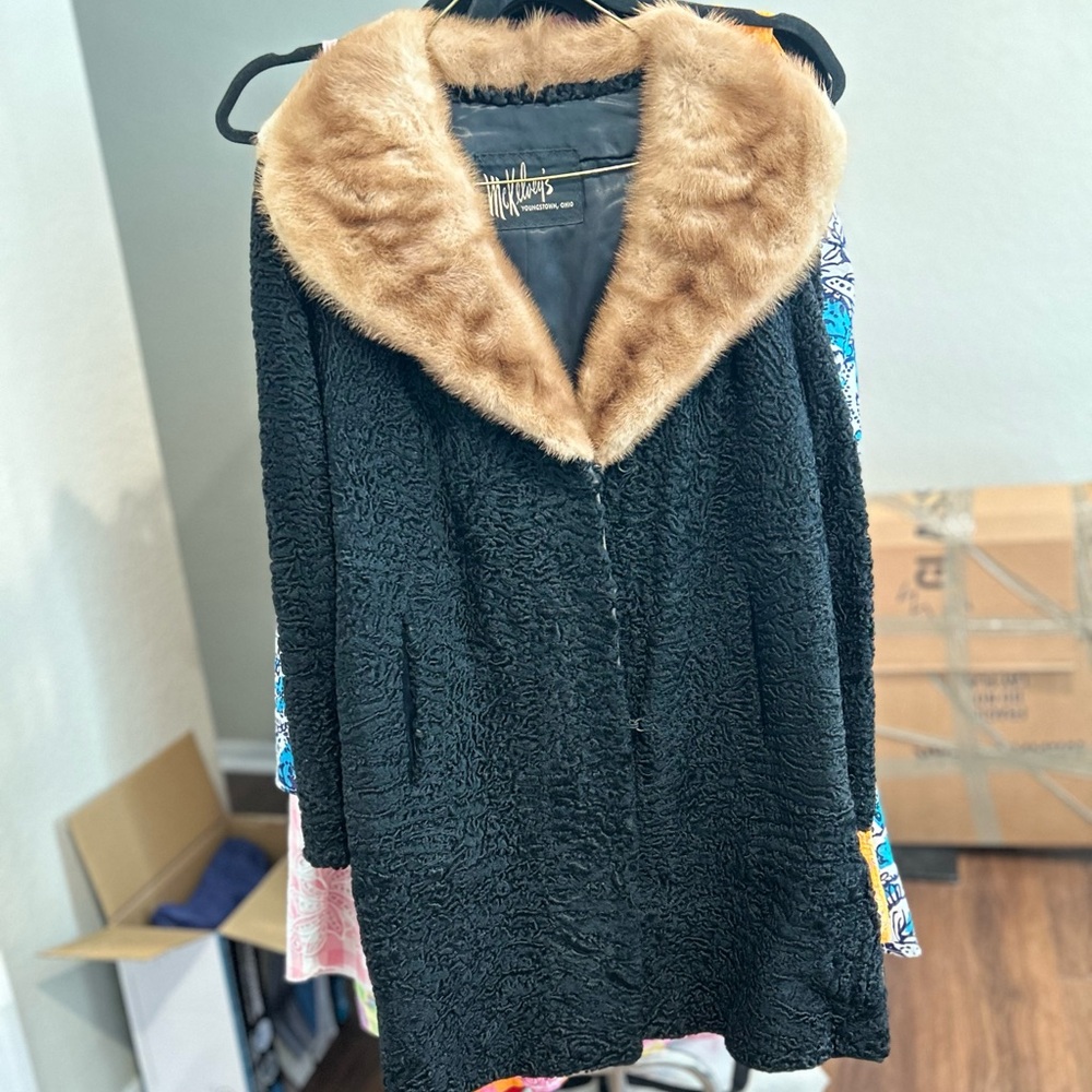 Vintage Persian Lamb Coat with Mink Collar